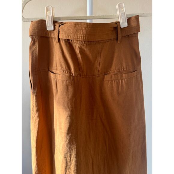 Mes Demoiselles Paris Brown Belted A Line Midi Skirt 100% Cotton Quiet Luxury-S - Picture 4 of 6